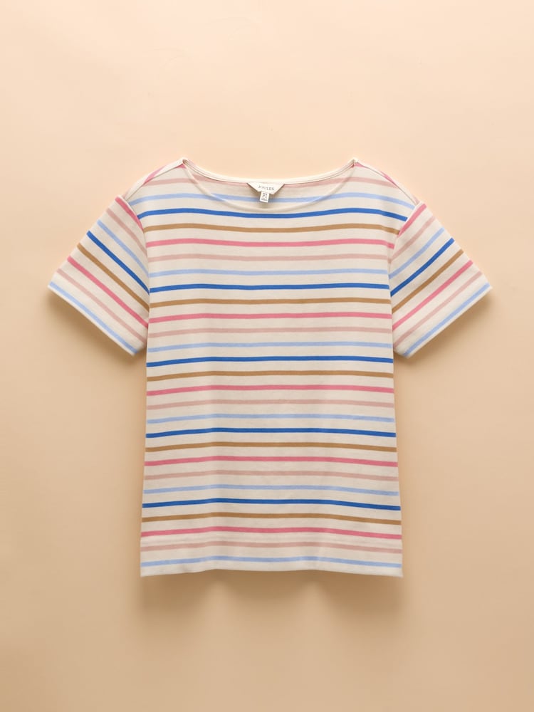 Joules Harbour Multi Short Sleeve Boat Neck Breton Top - Image 9 of 9