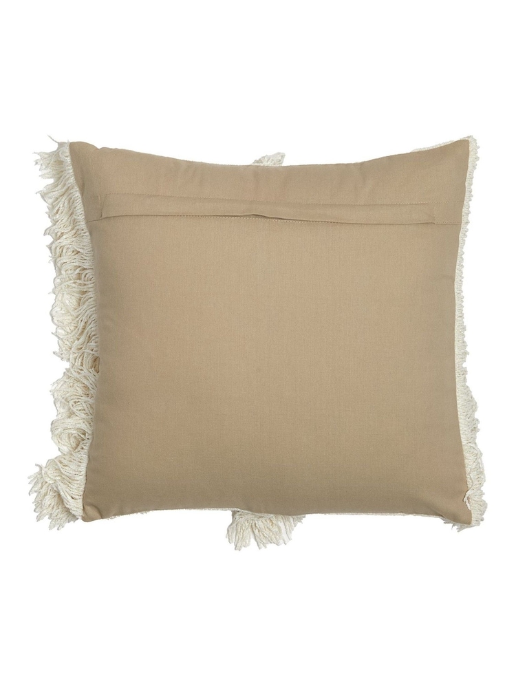 Light & Living White 100% Cotton Luani Fringed Cushion - Image 2 of 4
