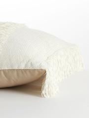 Light & Living White 100% Cotton Luani Fringed Cushion - Image 3 of 4