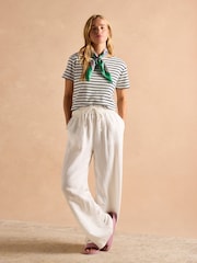 Joules Harbour Cream/Navy Short Sleeve Boat Neck Breton Top - Image 6 of 10