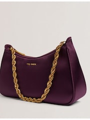 Ted Baker Purple Agnise Chain Detail Satin Shoulder Bag - Image 2 of 4