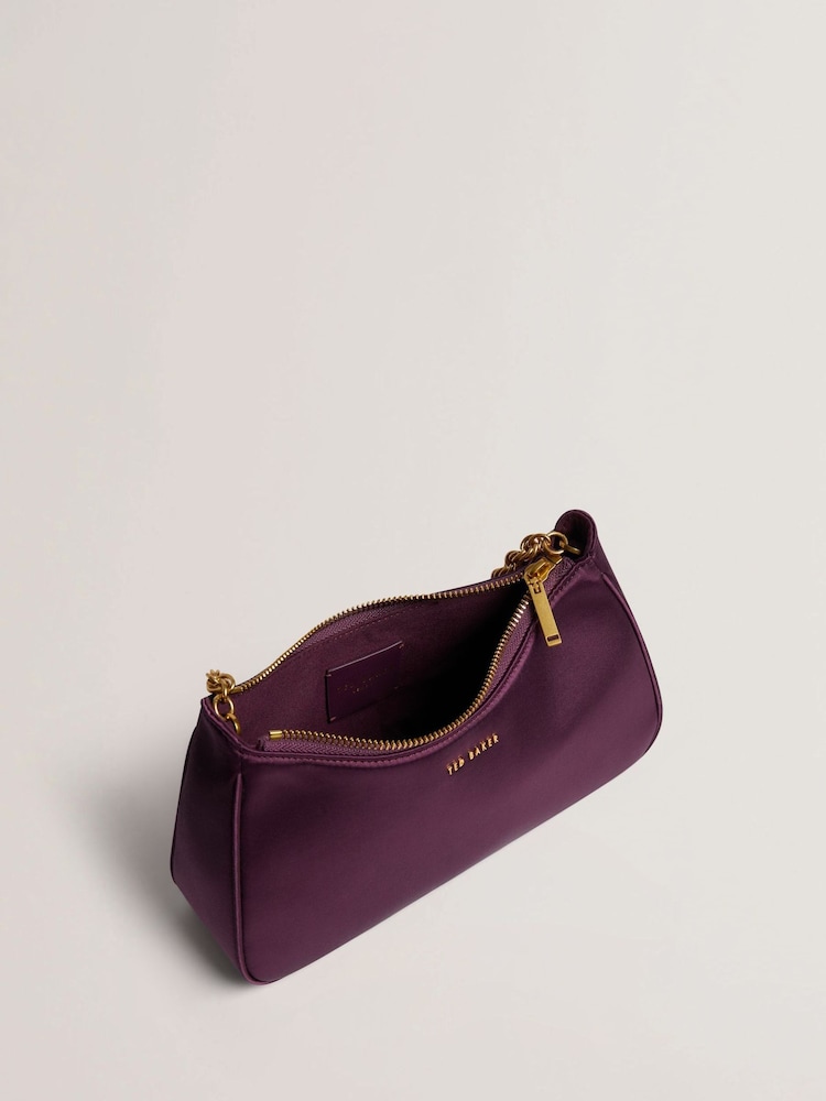 Ted Baker Purple Agnise Chain Detail Satin Shoulder Bag - Image 4 of 4