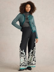 White Stuff Black Belle Wide Leg Trousers - Image 1 of 6