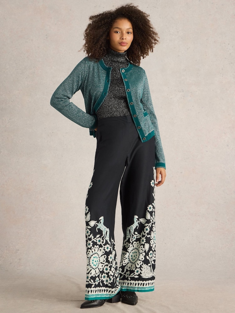 White Stuff Black Belle Wide Leg Trousers - Image 1 of 6
