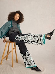 White Stuff Black Belle Wide Leg Trousers - Image 4 of 6