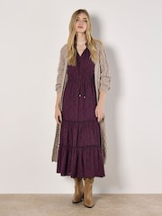 Apricot Red Mosaic Lace Print Maxi Dress - Image 2 of 5