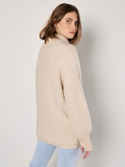 Apricot Natural Boucle Rollneck Tunic Jumper - Image 3 of 4