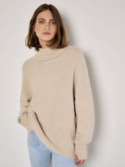 Apricot Natural Boucle Rollneck Tunic Jumper - Image 4 of 4