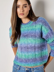Apricot Blue Cable Space Dye Boxy Jumper - Image 3 of 4