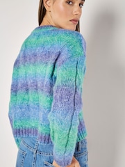 Apricot Blue Cable Space Dye Boxy Jumper - Image 4 of 4