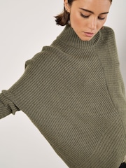 Apricot Green Chevron High Low Mock Neck Jumper - Image 4 of 5