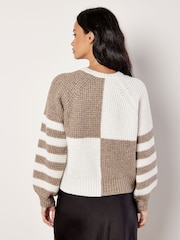 Apricot Cream Colourblock Waffle Knit Jumper - Image 4 of 4