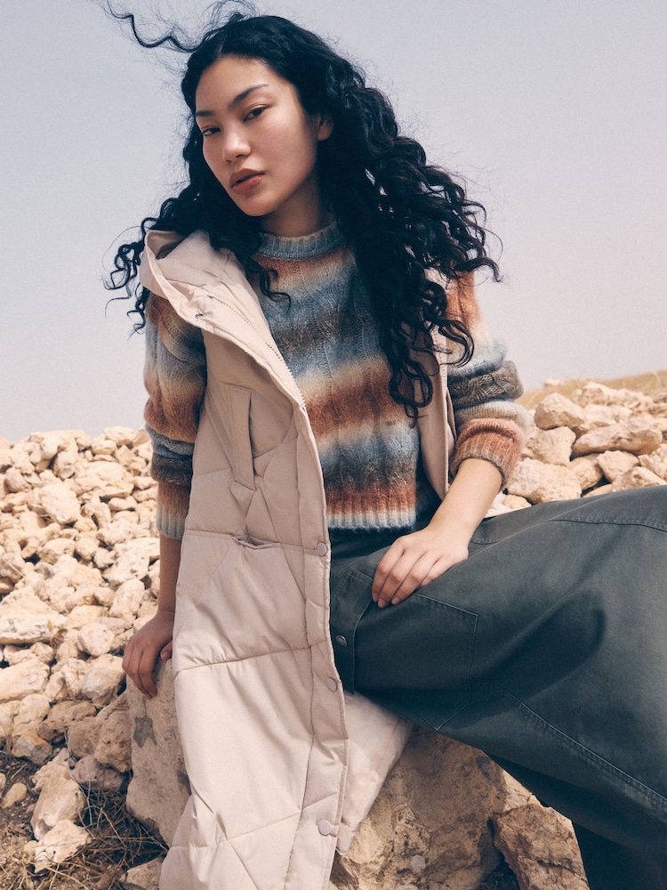 Apricot Orange Cable Space Dye Boxy Jumper - Image 1 of 5