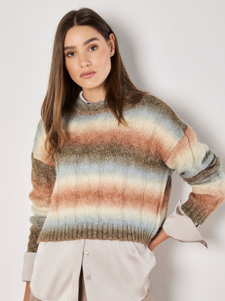 Apricot Orange Cable Space Dye Boxy Jumper - Image 2 of 5