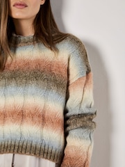 Apricot Orange Cable Space Dye Boxy Jumper - Image 4 of 5
