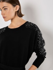 Apricot Black Lace and Stud Arm Batwing Jumper - Image 3 of 4