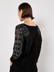 Apricot Black Lace and Stud Arm Batwing Jumper - Image 4 of 4