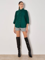 Apricot Green Seam Detail Puff Sleeve Shirt - Image 4 of 5