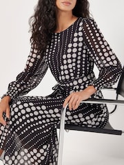 Apricot Black Spot Twist Long Sleeves Midaxi Dress - Image 5 of 5