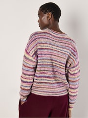 Apricot Pink Multicoloured Stripe Aran Jumper - Image 4 of 4