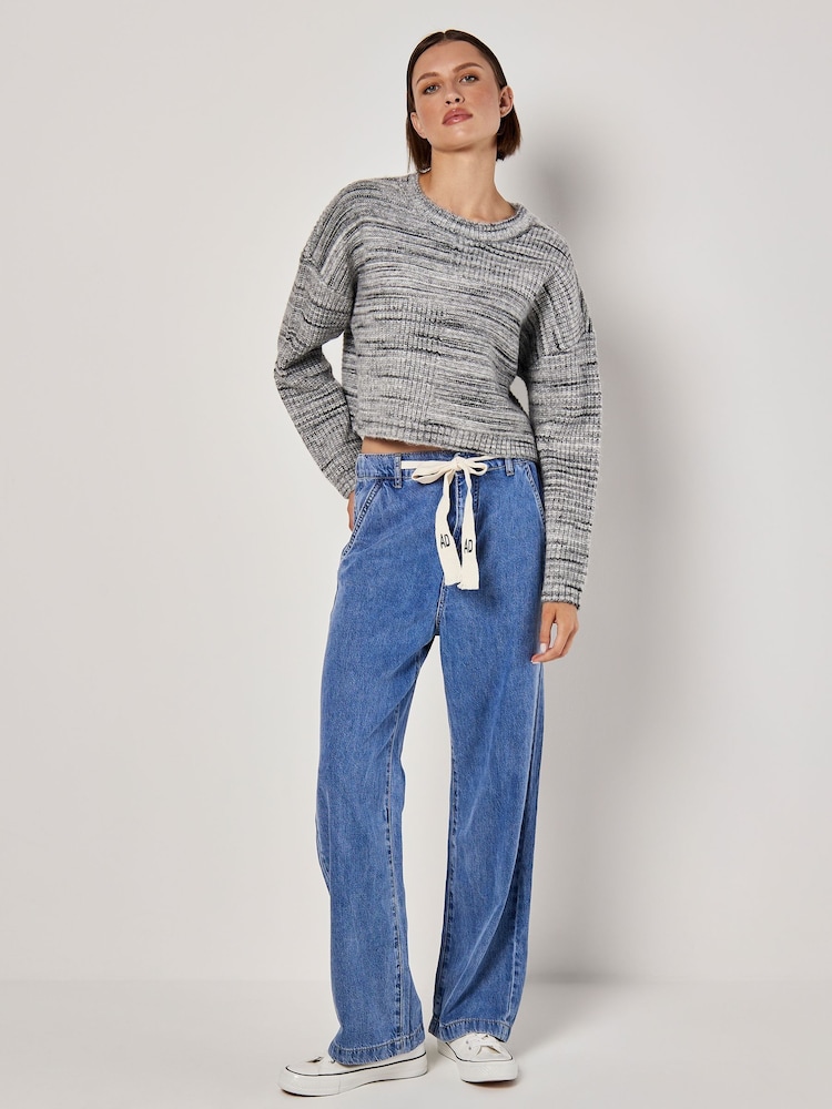 Apricot Grey Space Dye Square Panel Boxy Jumper - Image 4 of 4 Apricot Grey Space Dye Square Panel Boxy Jumper - Image 4 of 4