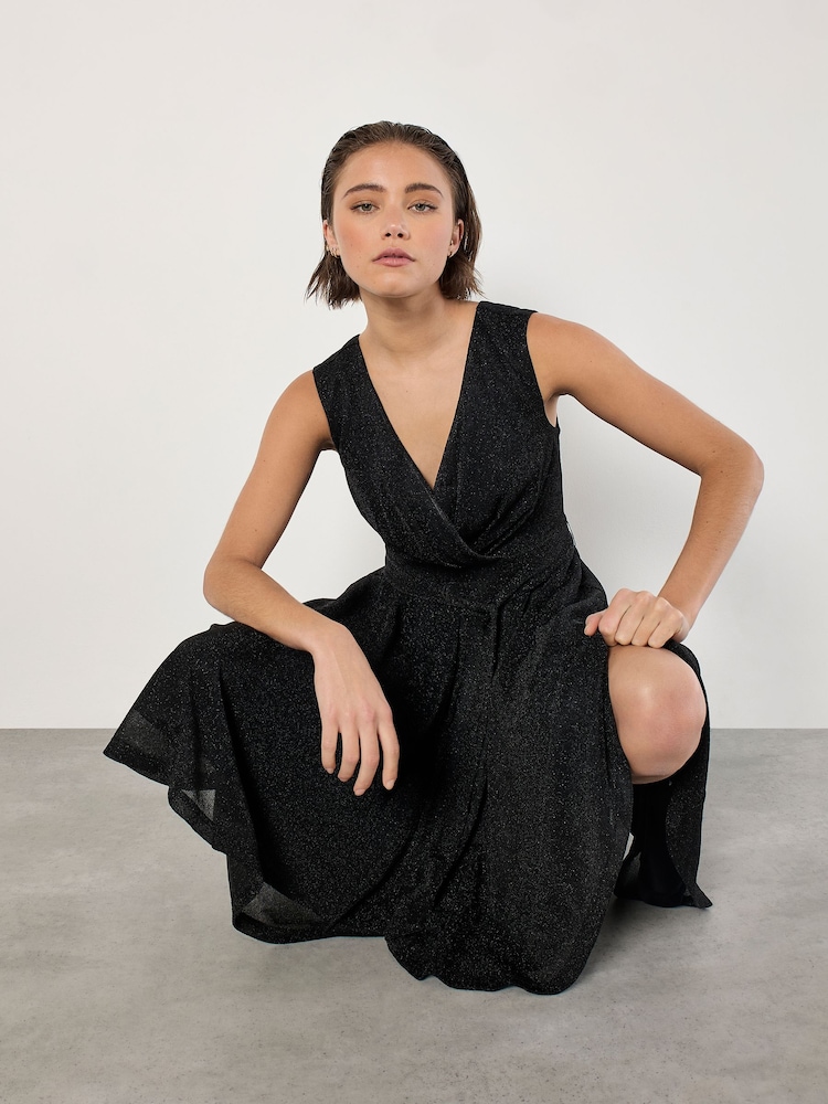 black v neck skater dress Waverly Black Racer-Neck Sleeveless Skater Mini Dress  Club L London