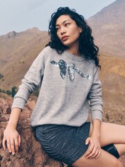 Apricot Grey Sequin Bow Christmas Jumper - Image 1 of 1