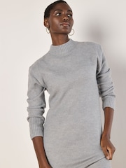Apricot Grey Waffle Knitted Midi Dress - Image 4 of 5