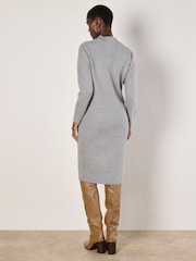 Apricot Grey Waffle Knitted Midi Dress - Image 5 of 5