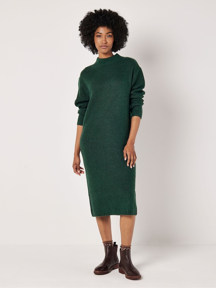 Apricot Green Waffle Knitted Midi Dress - Image 2 of 4