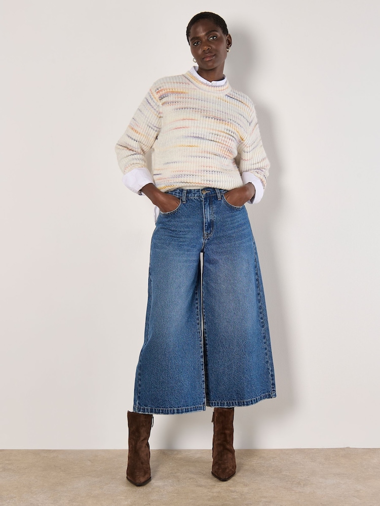 Apricot Cream Space Dye Lines Fisherman Jumper - Image 1 of 5