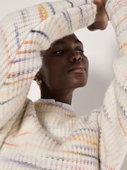 Apricot Cream Space Dye Lines Fisherman Jumper - Image 4 of 5