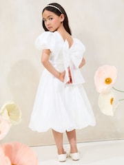Lipsy Ivory Puff Sleeve Bubblehem Occasion Dress (2-11yrs) - Image 4 of 4