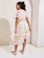 Lipsy Yellow Floral Asymetic Hem Occasion Dress (5-16yrs) - Image 4 of 5