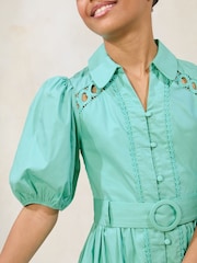 Lipsy Bright Teal Blue Belted Shirt Occasion Dress (5-16yrs) - Image 3 of 4