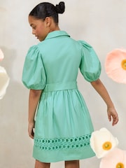 Lipsy Bright Teal Blue Belted Shirt Occasion Dress (5-16yrs) - Image 4 of 4