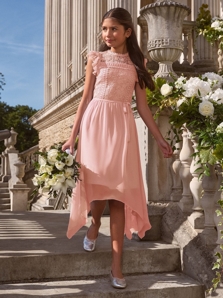Rosa - Vestido con mangas acampanadas y encaje frontal para ocasiones especiales de Lipsy (5-16 años) - Imagen 1 de 4 Rosa - Vestido con mangas acampanadas y encaje frontal para ocasiones especiales de Lipsy (5-16 años) - Imagen 1 de 4
