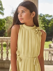 Lipsy Lemon Yellow Corsage Hanky Hem Occasion Dress (5-16yrs) - Image 2 of 5