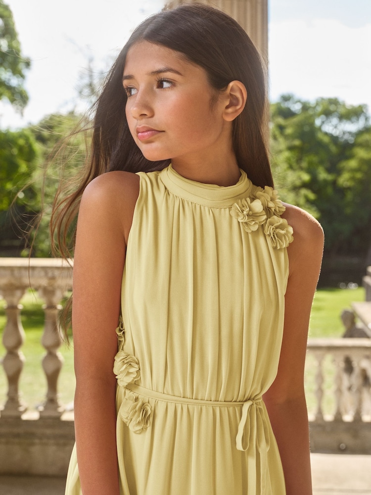 Lipsy Lemon Yellow Corsage Hanky Hem Occasion Dress (5-16yrs) - Image 2 of 5