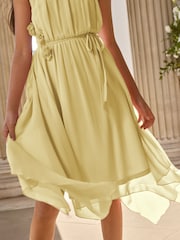 Lipsy Lemon Yellow Corsage Hanky Hem Occasion Dress (5-16yrs) - Image 4 of 5