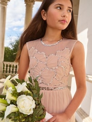 Lipsy Pink Embellished Ocassion Maxi Dress (5-16yrs) - Image 2 of 4