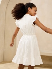 Lipsy White Broderie Shirt Holiday Dress (5-16yrs) - Image 4 of 5