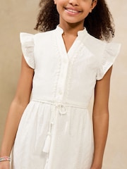 Lipsy White Broderie Shirt Holiday Dress (5-16yrs) - Image 5 of 5