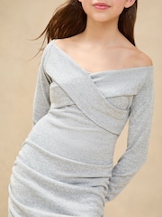 Lipsy Grey Teen Jersey Cross Front Bodycon Dress (9-16yrs) - Image 3 of 4