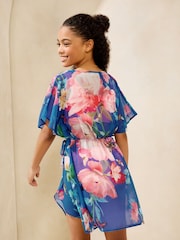 Lipsy Cobalt Blue Floral Printed Kaftan (5-16yrs) - Image 4 of 4
