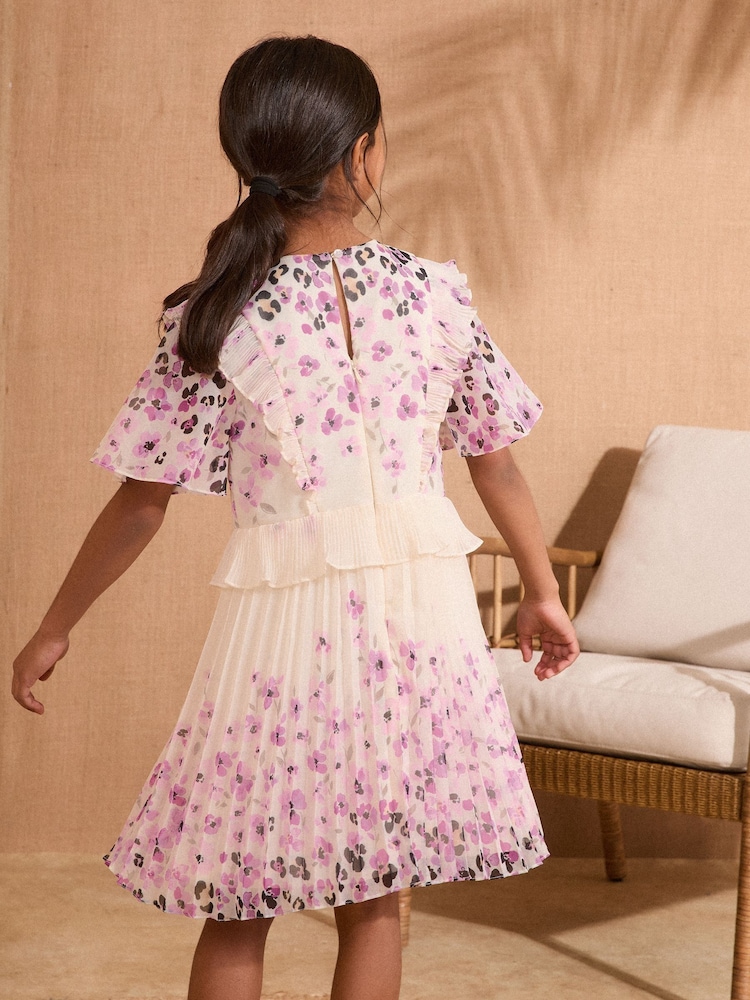 Love & Roses White Floral Animal Frill Dress (3-14yrs) - Image 4 of 4 Love & Roses White Floral Animal Frill Dress (3-14yrs) - Image 4 of 4