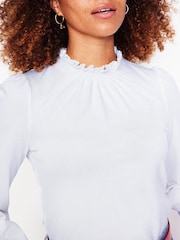 Boden White Broderie Smock Neck 100% Cotton Top - Image 2 of 5