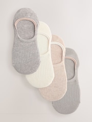 Ribbed Neutral Invisible Socks 4 Pack - Image 1 of 7