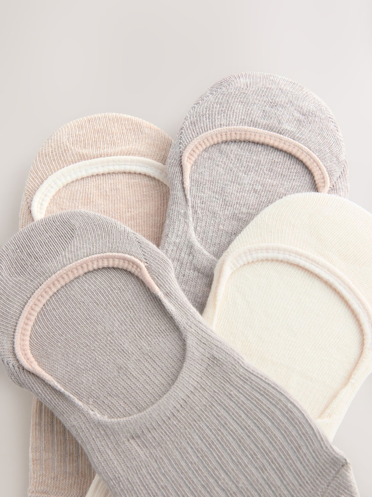 Ribbed Neutral Invisible Socks 4 Pack - Image 7 of 7