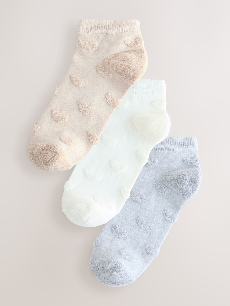 Neutral Hearts Trainer Socks 3 Pack - Image 1 of 6